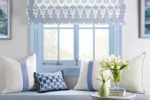 Blue And White Custom Window Treatment By Pasquarello Interiors Optimized